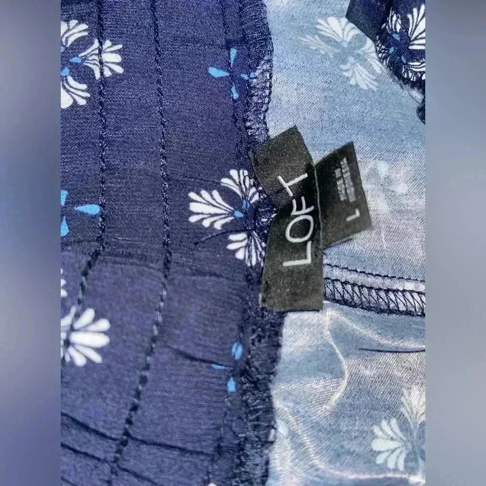 Loft Women’s Large 100% Viscose Blue Patterned Pants - Picture 5 of 8